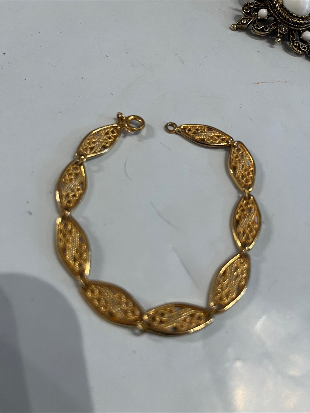Gold Filigree Link Bracelet - Women Jewelry